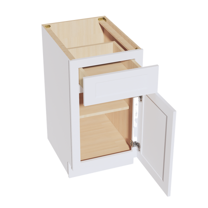 HF-B18: Frost White Shaker 18" 1 Drawer 1 Door Standard Base Cabinet