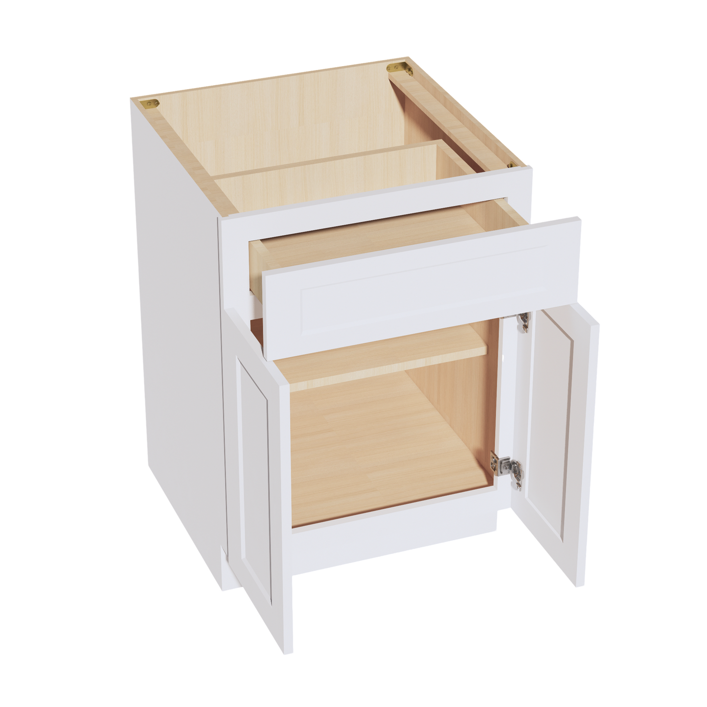 HF-B24: Frost White Shaker 24" 1 Drawer 2 Doors Standard Base Cabinet