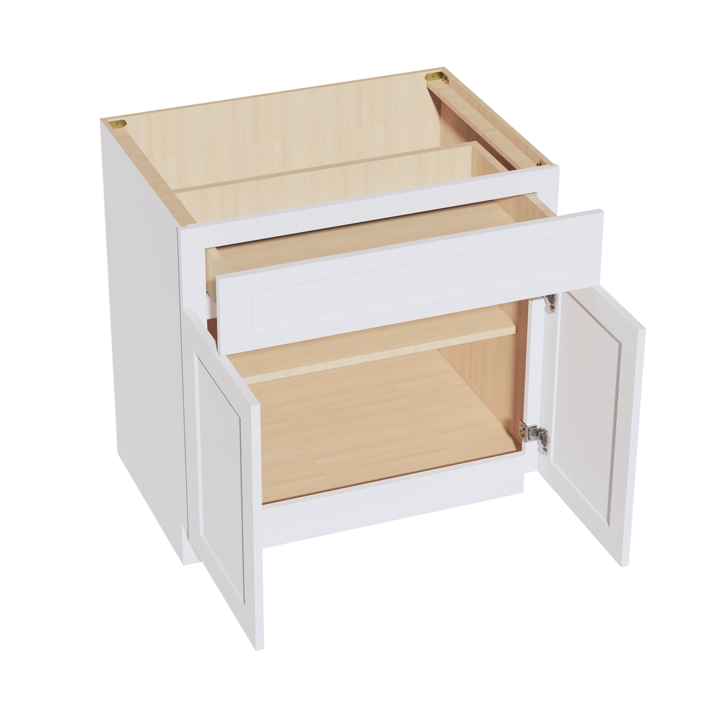 HF-B33: Frost White Shaker 33" 1 Drawer 2 Doors Standard Base Cabinet