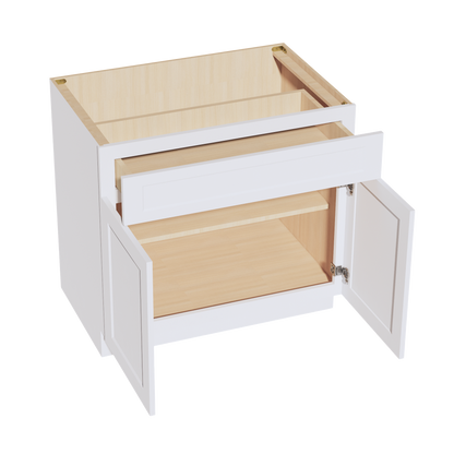 HF-B36: Frost White Shaker 36" 1 Drawer 2 Doors Standard Base Cabinet