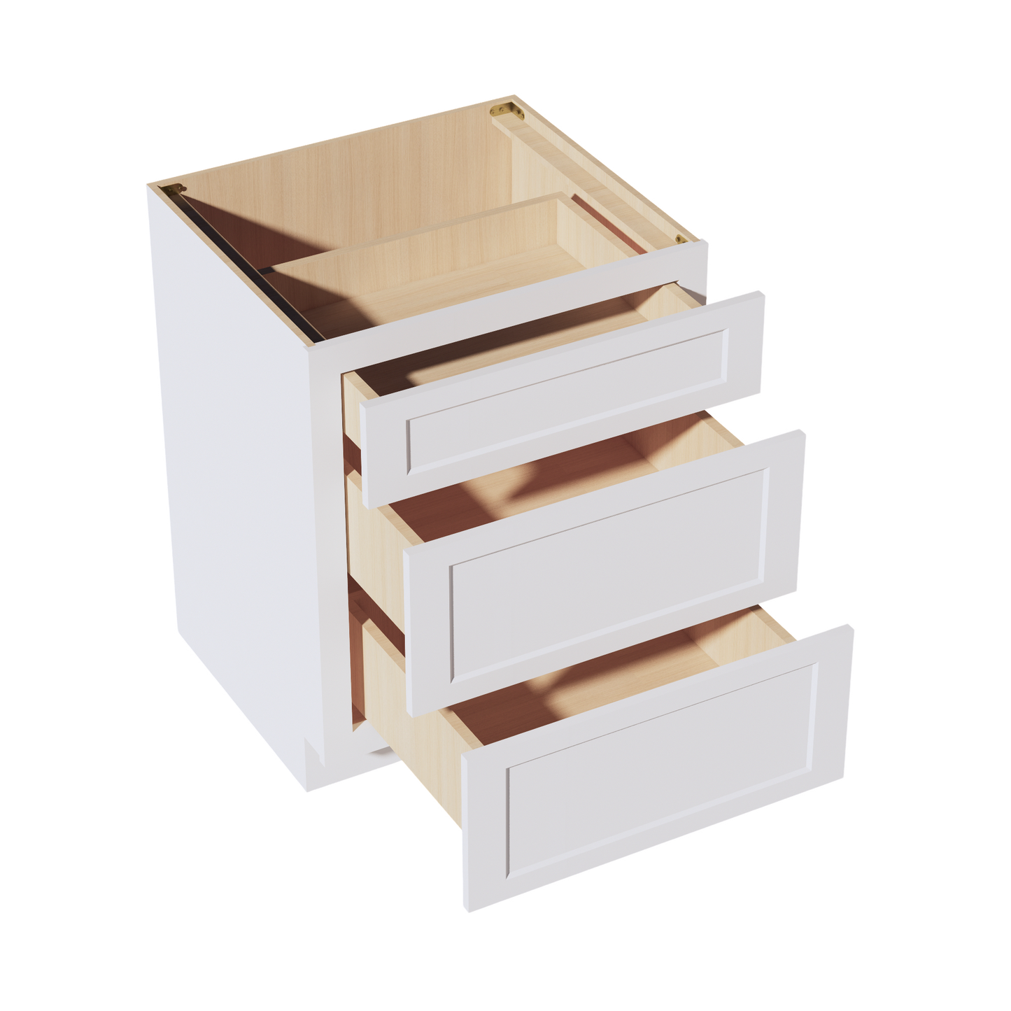 HF-DB27: Frost White Shaker 27" 3 Drawers Base Cabinet