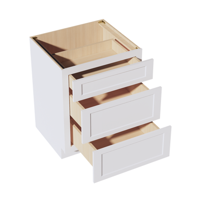 HF-DB27: Frost White Shaker 27" 3 Drawers Base Cabinet