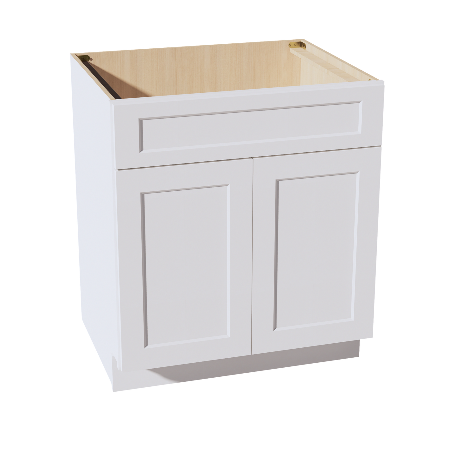 HF-SB30: Frost White Shaker 30" 2 Doors 1 False Drawer Sink Base Cabinet