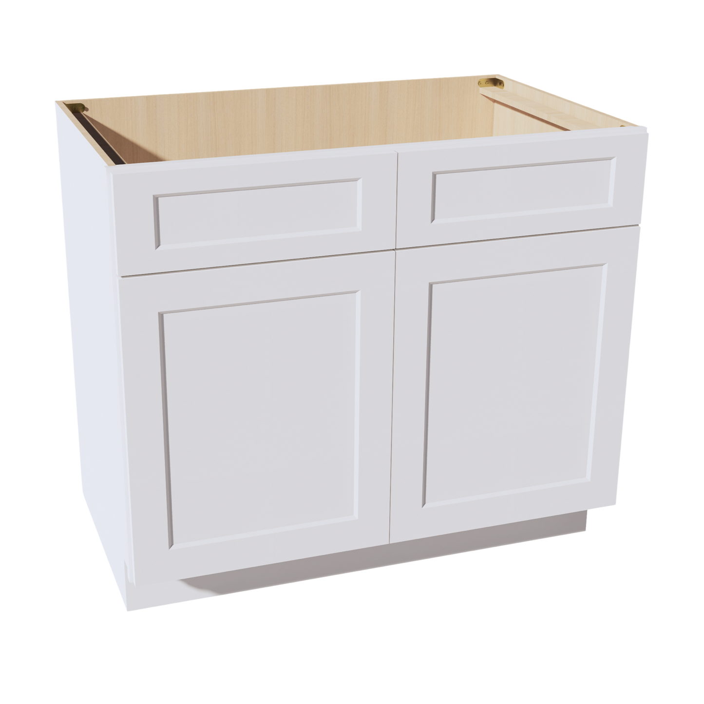 HF-SB39: Frost White Shaker 39" 2 Doors 2 False Drawers Sink Base Cabinet