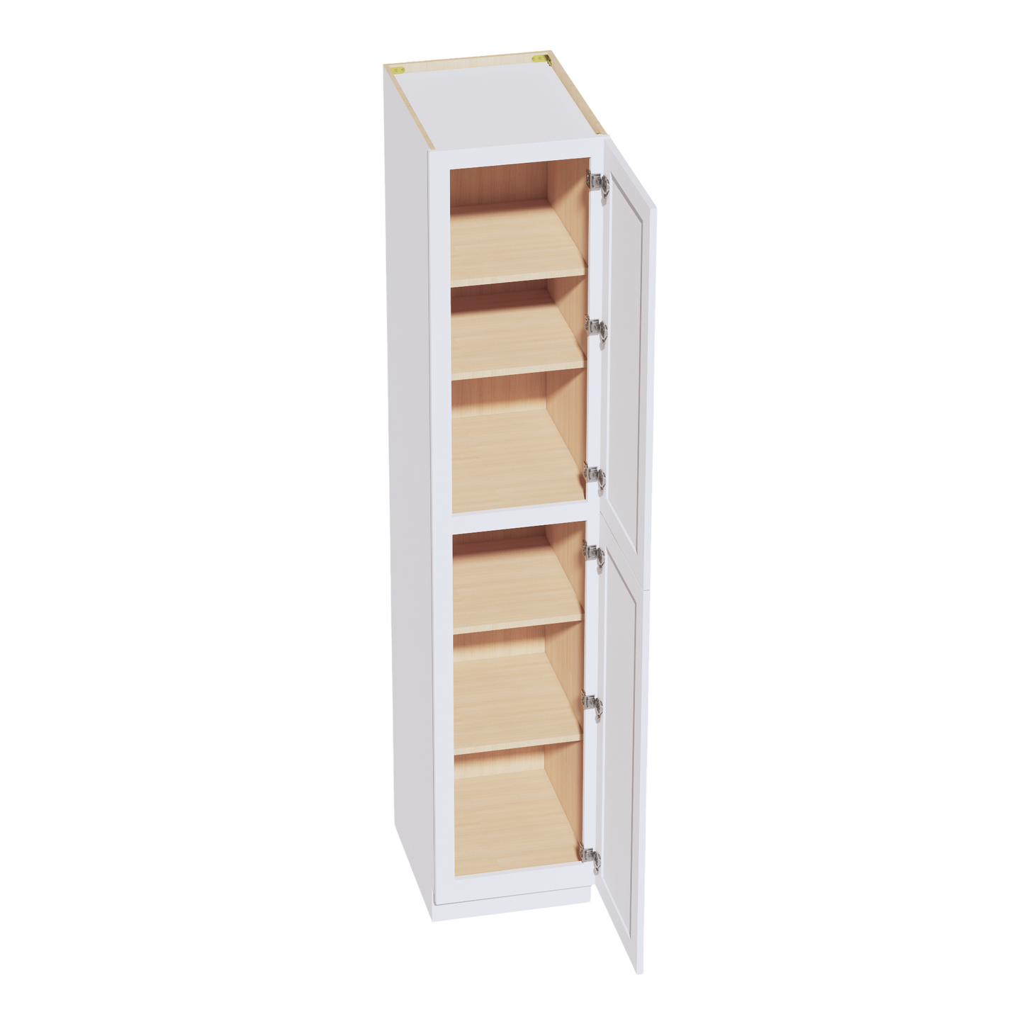 HF-TP1890: Frost White Shaker 18"W x 90"H x 24"D 2 Doors & 5 Shelves Tall Shelf Pantry Cabinets