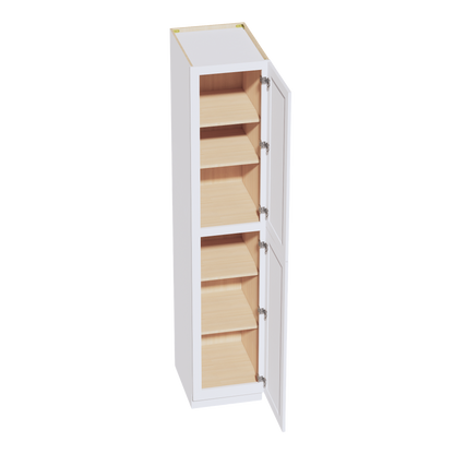 HF-TP1890: Frost White Shaker 18"W x 90"H x 24"D 2 Doors & 5 Shelves Tall Shelf Pantry Cabinets