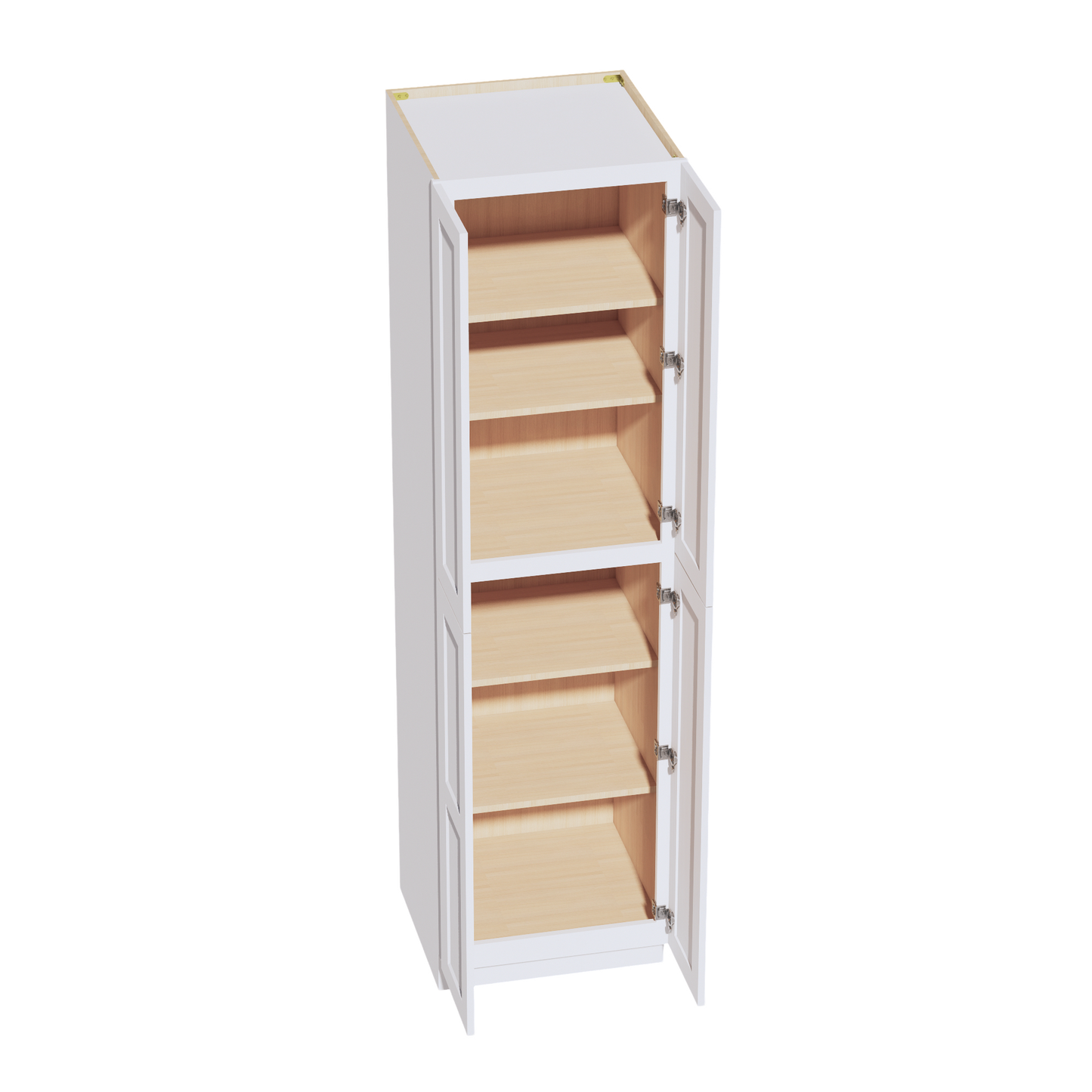 HF-TP2490: Frost White Shaker 24"W x 90"H x 24"D 4 Door & 5 Shelves Tall Shelf Pantry Cabinets