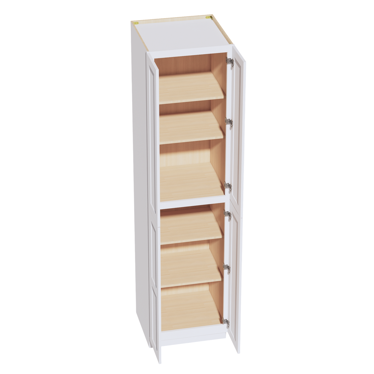 HF-TP2496: Frost White Shaker 24"W x 96"H x 24"D 4 Door & 6 Shelves Tall Shelf Pantry Cabinets