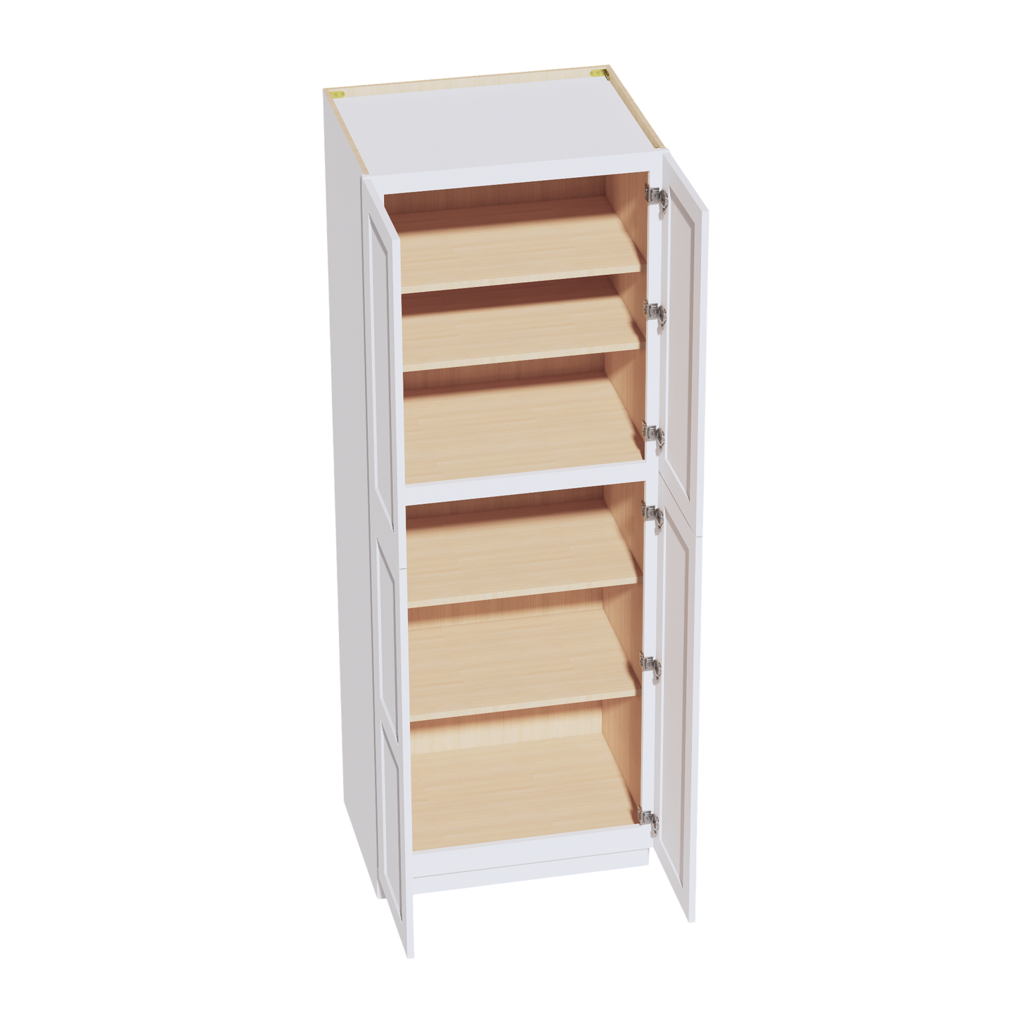 HF-TP3084: Frost White Shaker 30"W x 84"H x 24"D 4 Door & 5 Shelves Tall Shelf Pantry Cabinets