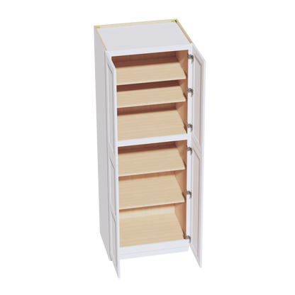 HF-TP3084: Frost White Shaker 30"W x 84"H x 24"D 4 Door & 5 Shelves Tall Shelf Pantry Cabinets