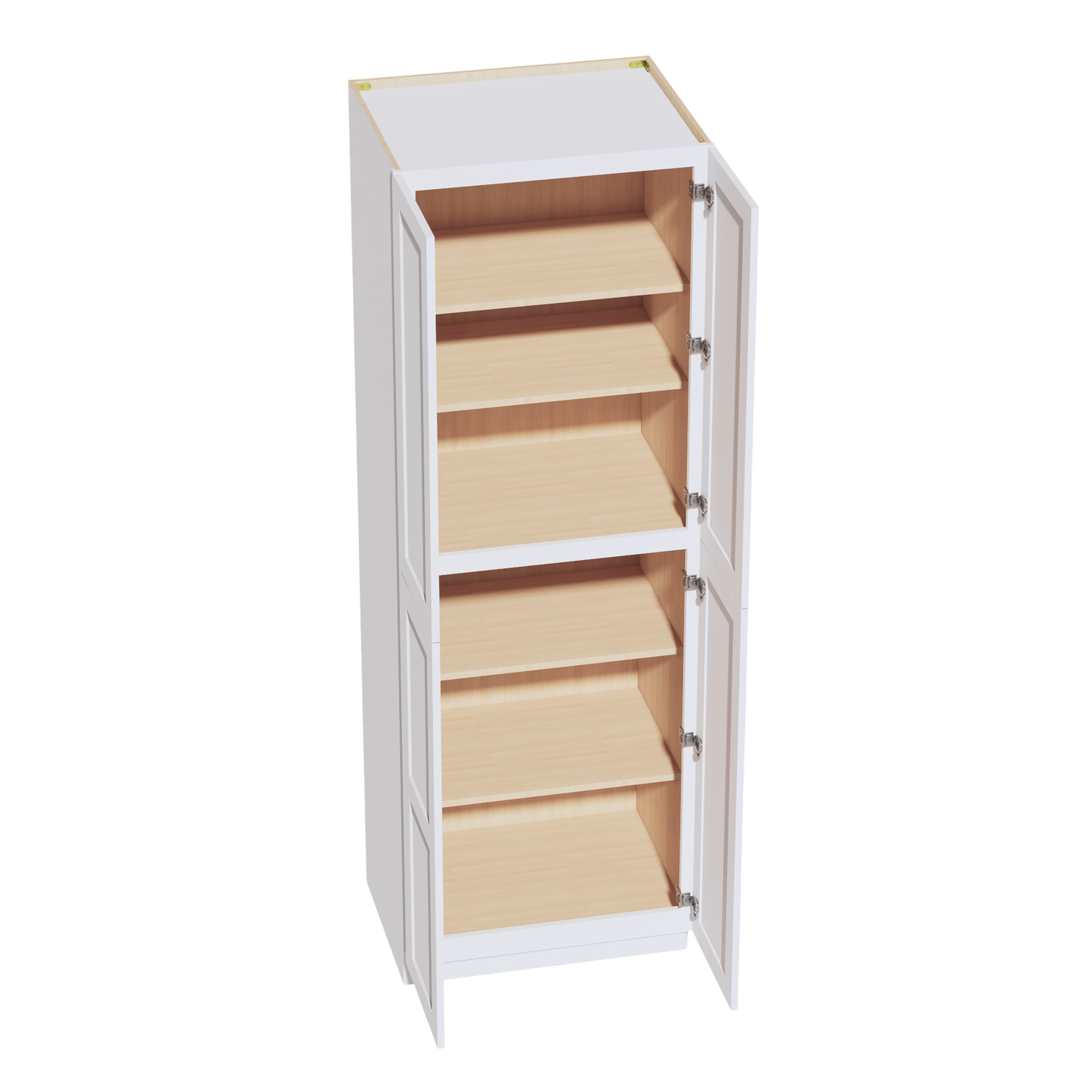 HF-TP3090: Frost White Shaker 30"W x 90"H x 24"D 4 Door & 5 Shelves Tall Shelf Pantry Cabinets