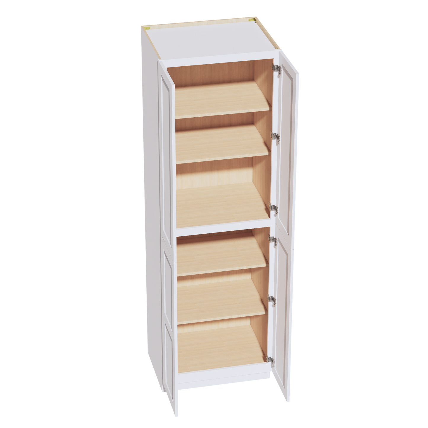 HF-TP3096: Frost White Shaker 30"W x 96"H x 24"D 2 Doors & 6 Shelves Tall Shelf Pantry Cabinets