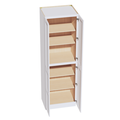 HF-TP3096: Frost White Shaker 30"W x 96"H x 24"D 2 Doors & 6 Shelves Tall Shelf Pantry Cabinets