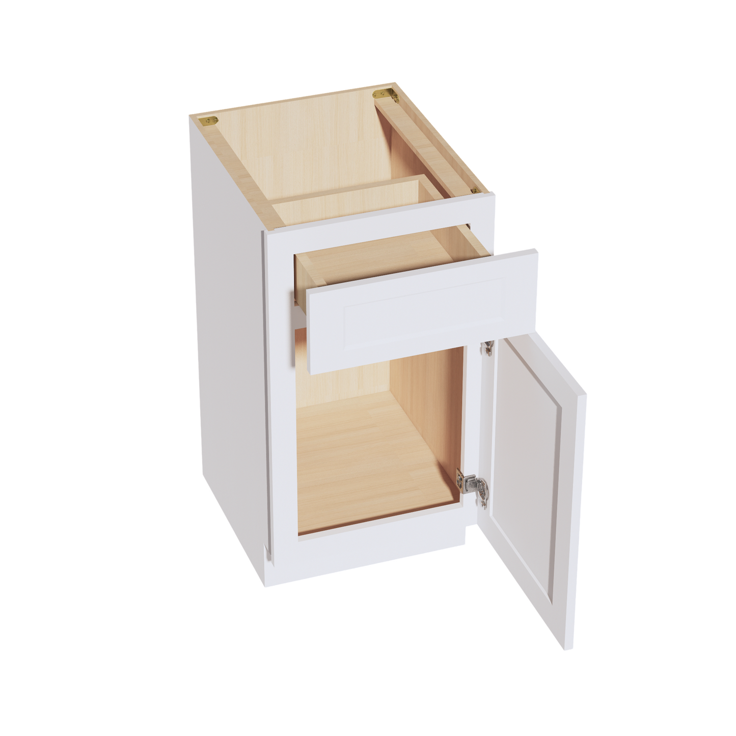 HF-VB1821: Frost White Shaker 18"W x 34-1/2"H x 21"D 1 Door & 1 Drawer Single Door Vanity Base Cabinets