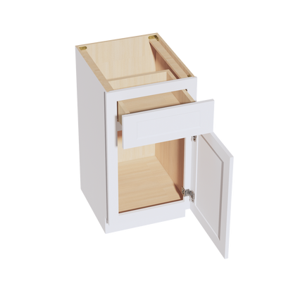 HF-VB1821: Frost White Shaker 18"W x 34-1/2"H x 21"D 1 Door & 1 Drawer Single Door Vanity Base Cabinets