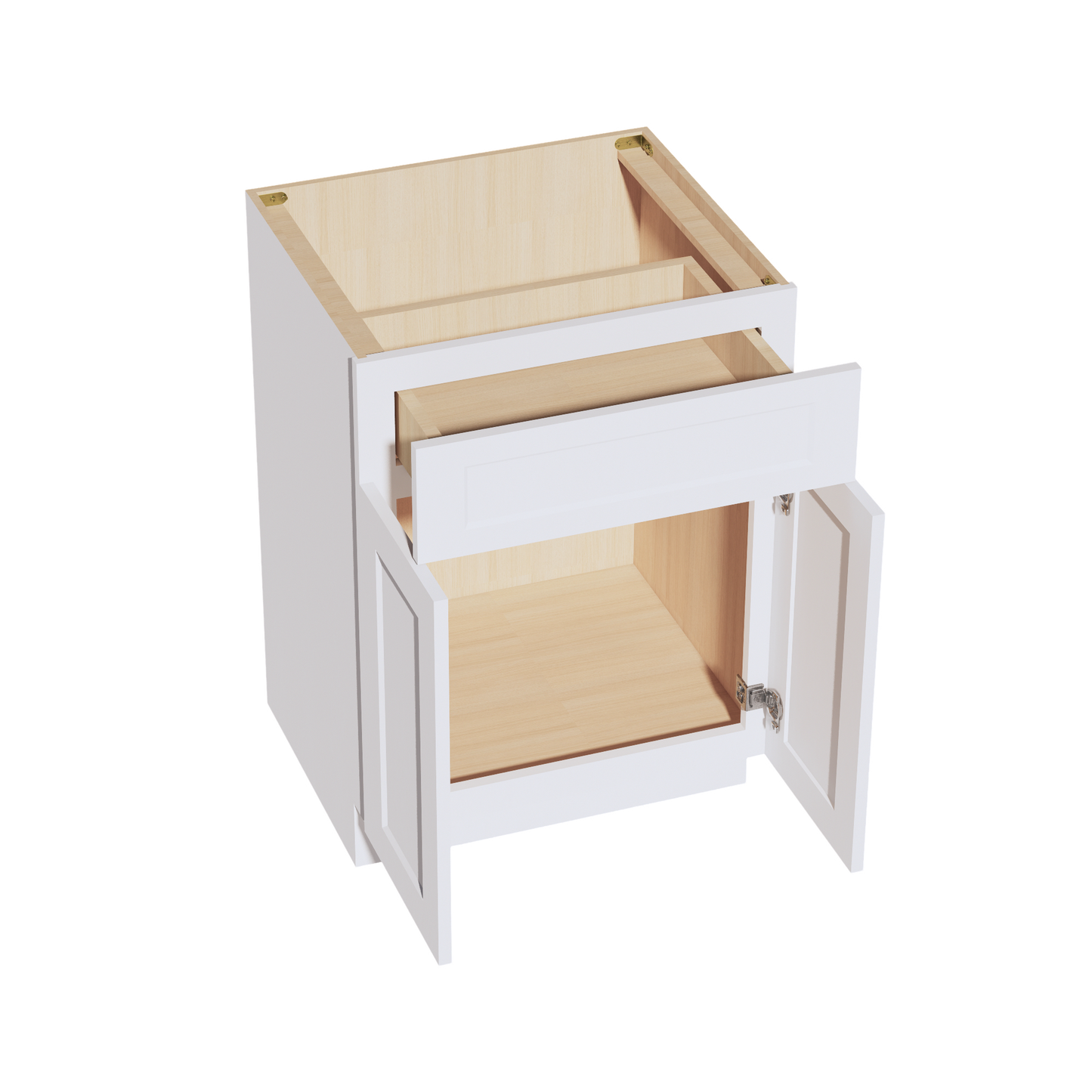 HF-VB2421: Frost White Shaker 24"W x 34-1/2"H x 21"D 2 Doors & 1 Drawer Double Door Vanity Base Cabinets