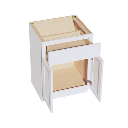 HF-VB2421: Frost White Shaker 24"W x 34-1/2"H x 21"D 2 Doors & 1 Drawer Double Door Vanity Base Cabinets