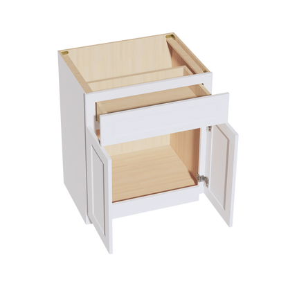 HF-VB2721: Frost White Shaker 27"W x 34-1/2"H x 21"D 2 Doors & 1 Drawer Double Door Vanity Base Cabinets