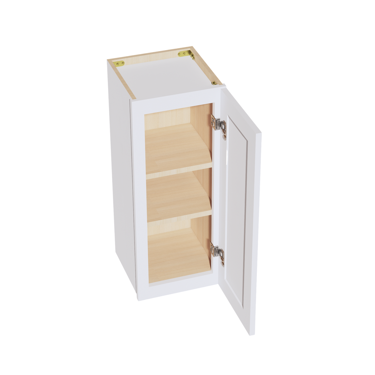 HF-W1230: Frost White Shaker 12"W x 30"H 1 Door & 2 Shelves Standard Wall Cabinet