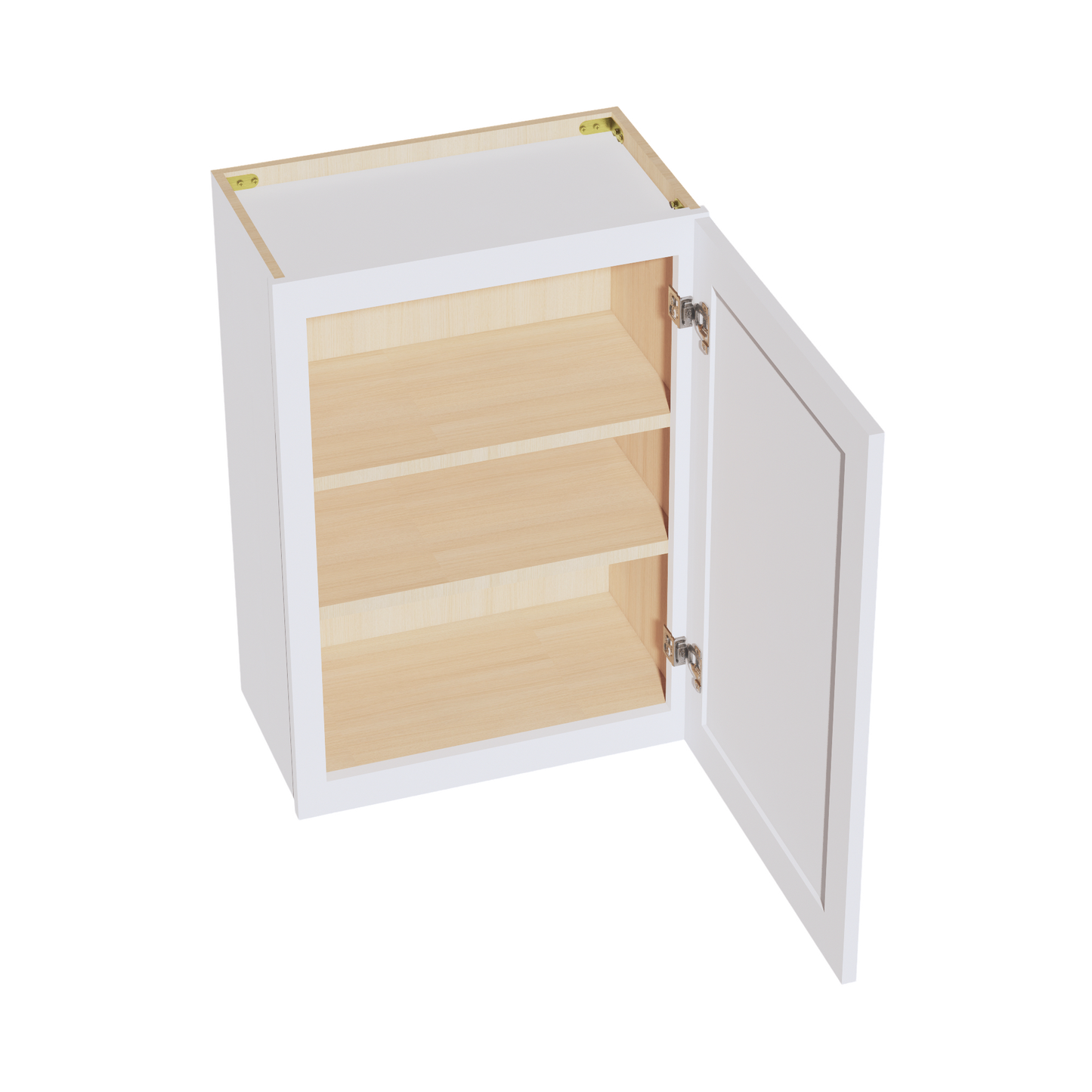 HF-W2130: Frost White Shaker 21"W x 30"H 1 Door & 2 Shelves Standard Wall Cabinet