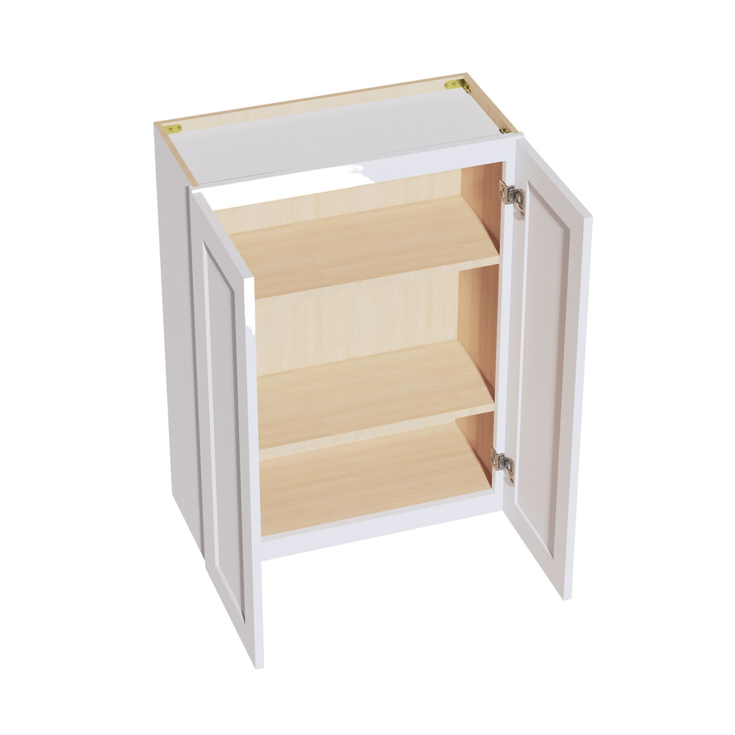 HF-W2736: Frost White Shaker 27"W x 36"H 2 Doors & 2 Shelves Standard Wall Cabinet