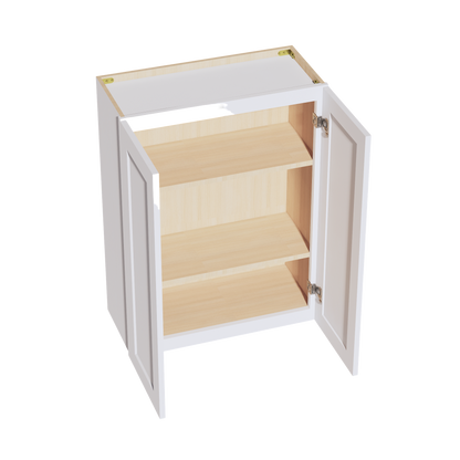 HF-W2736: Frost White Shaker 27"W x 36"H 2 Doors & 2 Shelves Standard Wall Cabinet