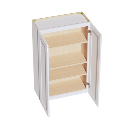 HF-W2742: Frost White Shaker 27"W x 42"H 2 Doors & 3 Shelves Standard Wall Cabinet