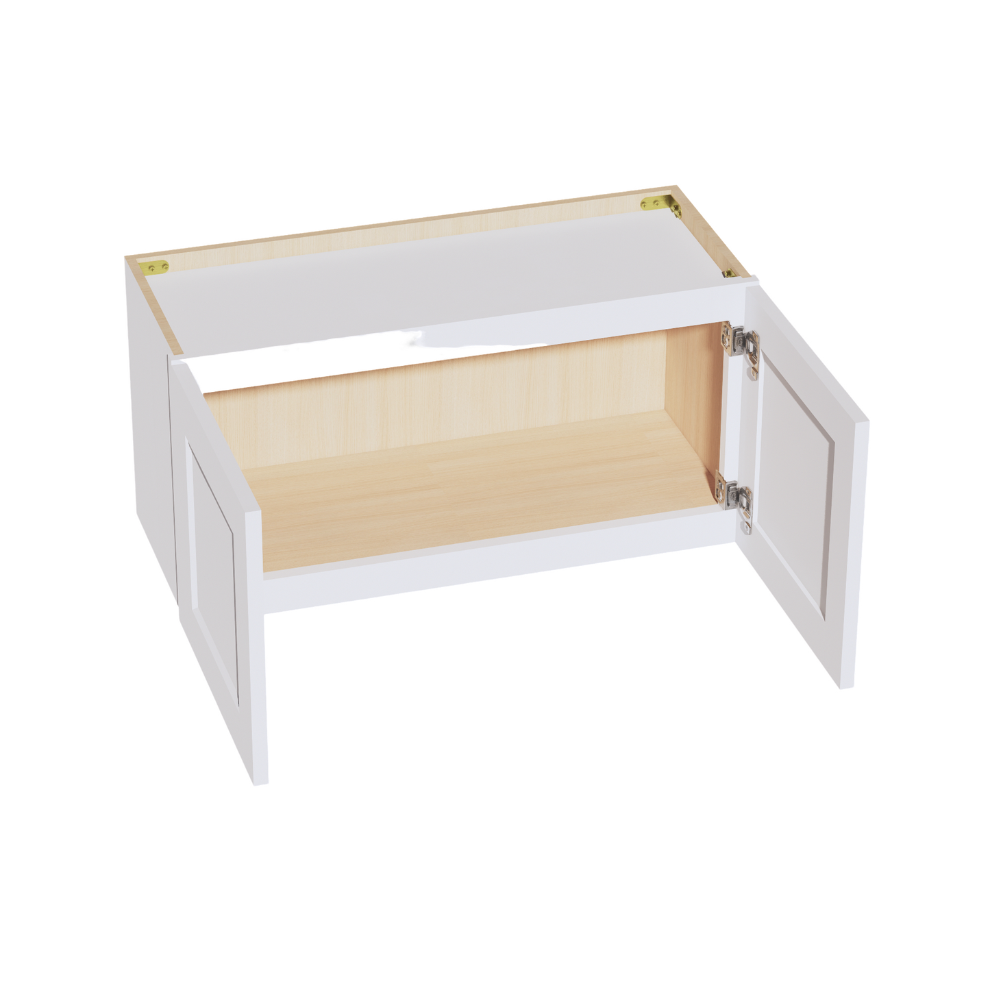 HF-W3015: Frost White Shaker 30"W x 15"H 2 Doors Standard Wall Bridge Cabinet