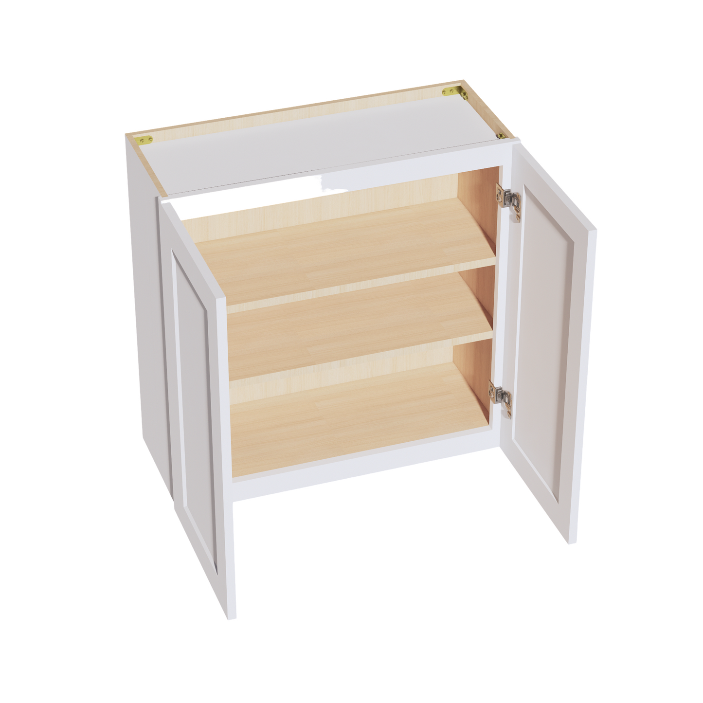 HF-W3030: Frost White Shaker 30"W x 30"H 2 Doors & 2 Shelves Standard Wall Cabinet