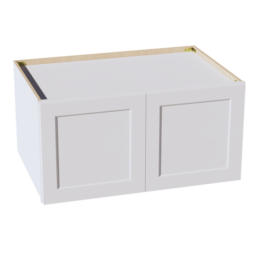 HF-W361824: Frost White Shaker 36"W x 18"H x 24"D 2 Doors Standard Bridge Wall Cabinet