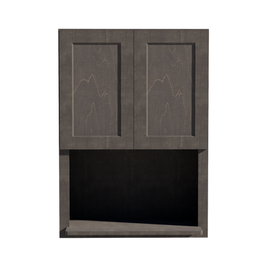 HG-WM3042: Dark Gray Shaker 30"W x 42"H 2 Door & 1 Shelf Wall Built-in Microwave Cabinets