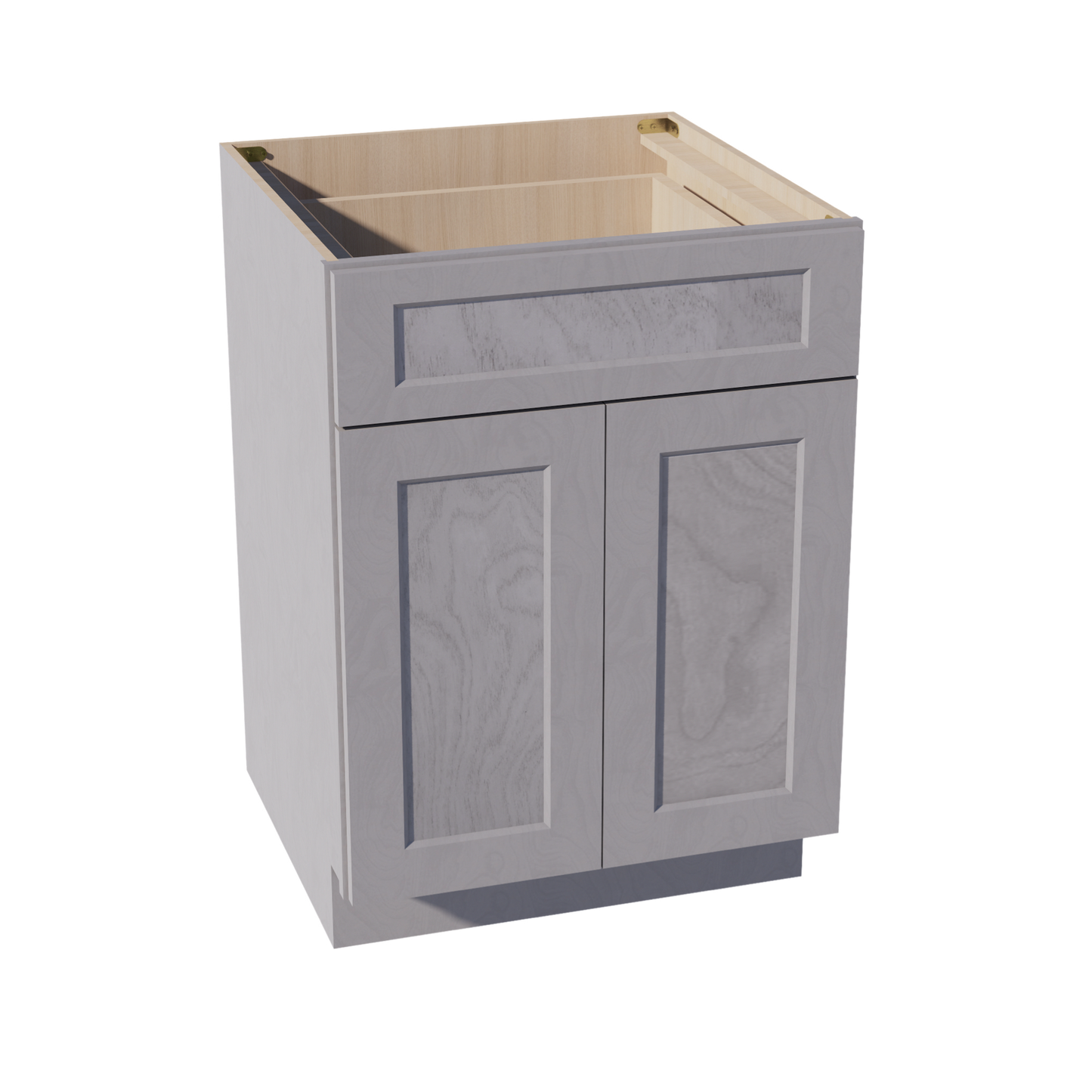 HLG-B24: Light Gray Shaker 24" 1 Drawer 2 Doors Standard Base Cabinet