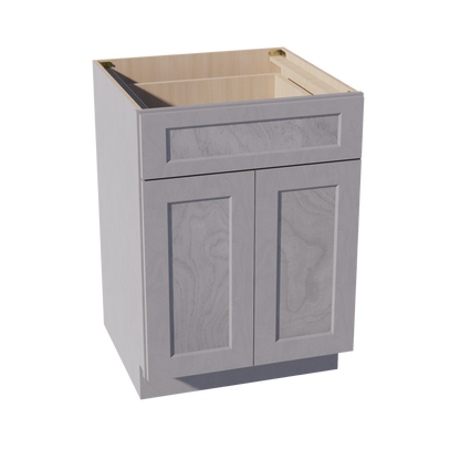 HLG-B24: Light Gray Shaker 24" 1 Drawer 2 Doors Standard Base Cabinet