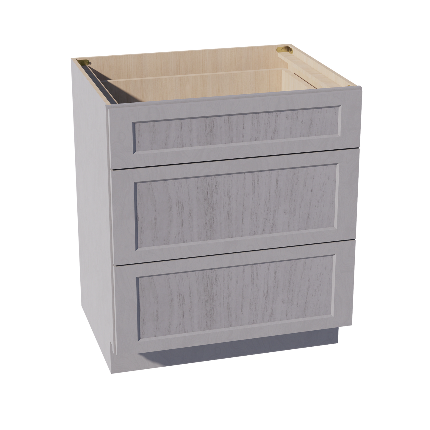 HLG-DB30: Light Gray Shaker 30" 3 Drawers Base Cabinet