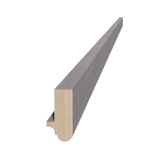 HLG-LRM: Light Gray Shaker 96"W x 1-1/2"H x 3/4"D Light Rail Molding