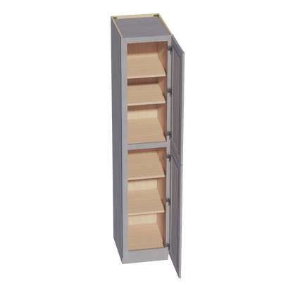 HLG-TP1890: Light Gray Shaker 18"W x 90"H x 24"D 2 Doors & 5 Shelves Tall Shelf Pantry Cabinets