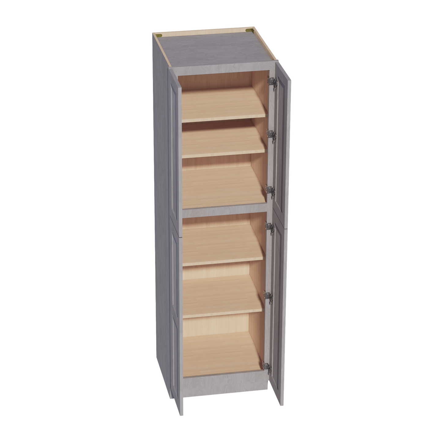 HLG-TP2484: Light Gray Shaker 24"W x 84"H x 24"D 5 Door & 5 Shelves Tall Shelf Pantry Cabinets