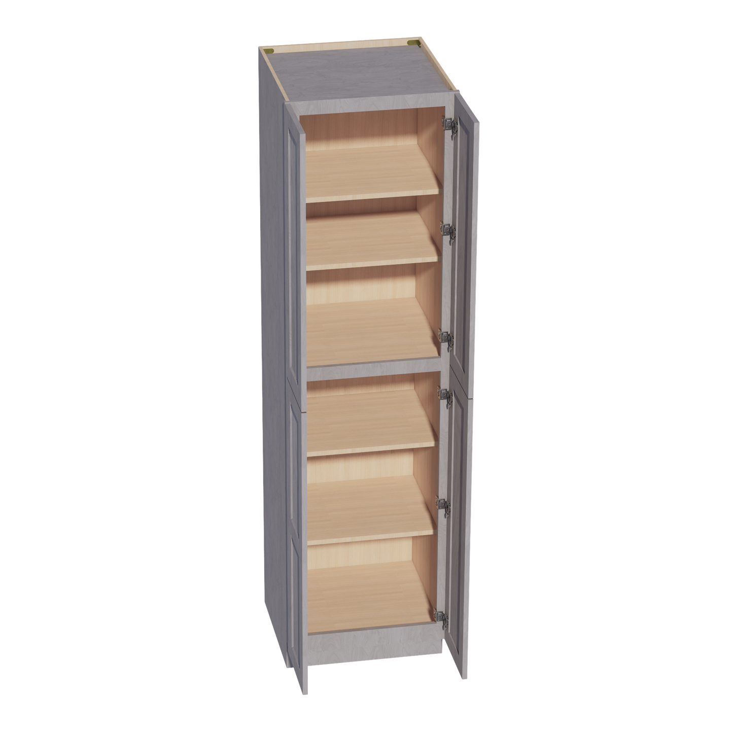 HLG-TP2490: Light Gray Shaker 24"W x 90"H x 24"D 4 Door & 5 Shelves Tall Shelf Pantry Cabinets