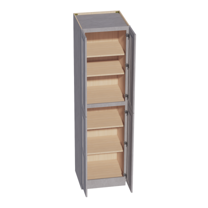 HLG-TP2490: Light Gray Shaker 24"W x 90"H x 24"D 4 Door & 5 Shelves Tall Shelf Pantry Cabinets