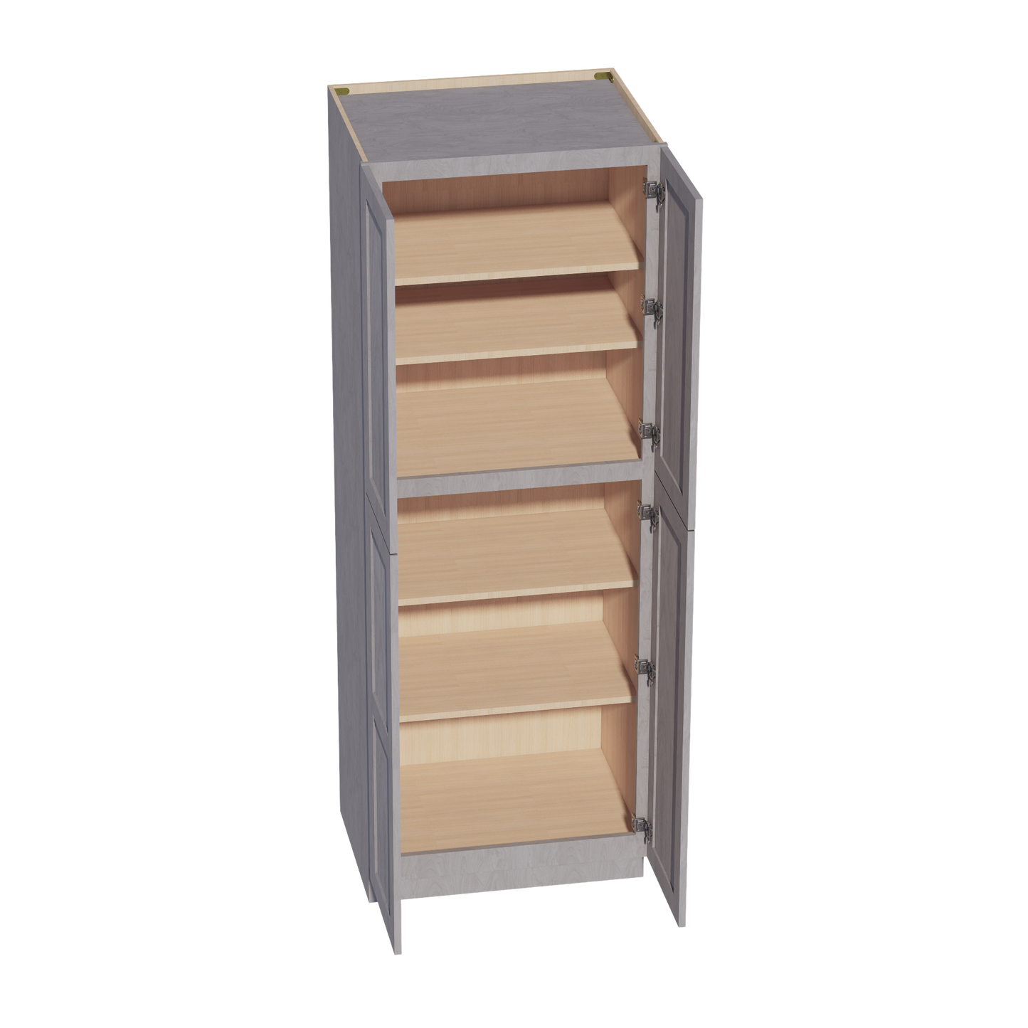 HLG-TP3084: Light Gray Shaker 30"W x 84"H x 24"D 4 Door & 5 Shelves Tall Shelf Pantry Cabinets