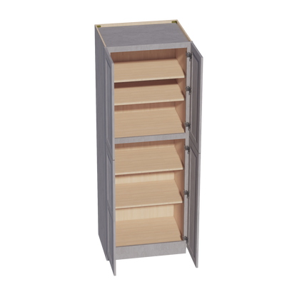 HLG-TP3084: Light Gray Shaker 30"W x 84"H x 24"D 4 Door & 5 Shelves Tall Shelf Pantry Cabinets