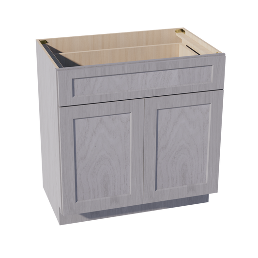 HLG-VB3321: Light Gray Shaker 33"W x 34-1/2"H x 21"D 2 Doors & 1 Drawer Double Door Vanity Base Cabinets