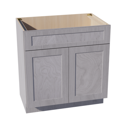 HLG-VSB3321: Light Gray Shaker 33"W x 34-1/2"H x 21"D 2 Doors & 1 False Drawer Vanity Sink Base Cabinets