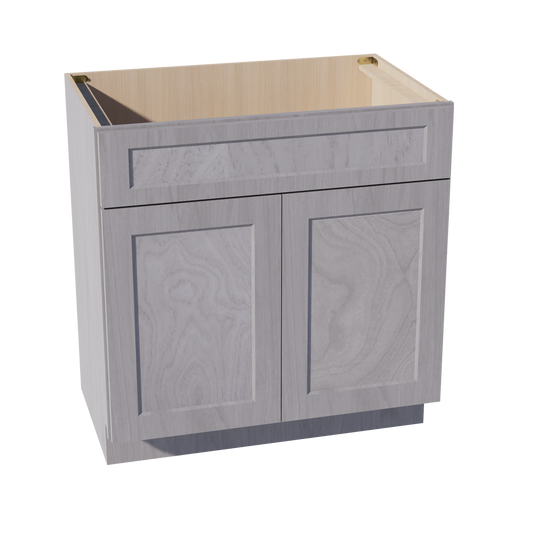 HLG-VSB3321: Light Gray Shaker 33"W x 34-1/2"H x 21"D 2 Doors & 1 False Drawer Vanity Sink Base Cabinets