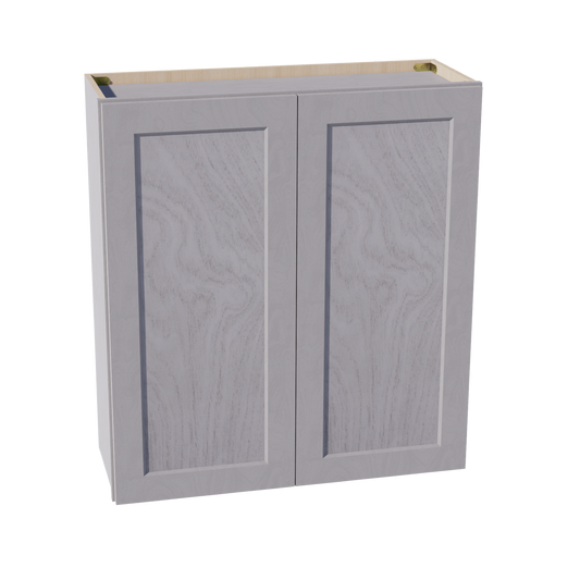 HLG-W3336: Light Gray Shaker 33"W x 36"H 2 Doors & 2 Shelves Standard Wall Cabinet