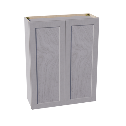 HLG-W3342: Light Gray Shaker 33"W x 42"H 2 Doors & 3 Shelves Standard Wall Cabinet