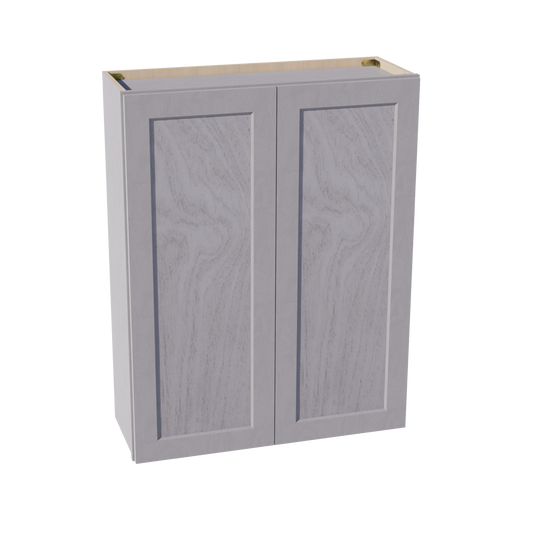 HLG-W3342: Light Gray Shaker 33"W x 42"H 2 Doors & 3 Shelves Standard Wall Cabinet