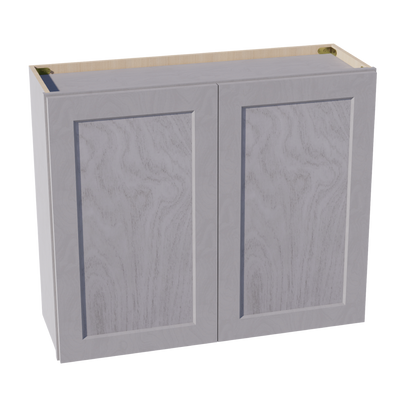 HLG-W3630: Light Gray Shaker 36"W x 30"H 2 Doors & 2 Shelves Standard Wall Cabinet