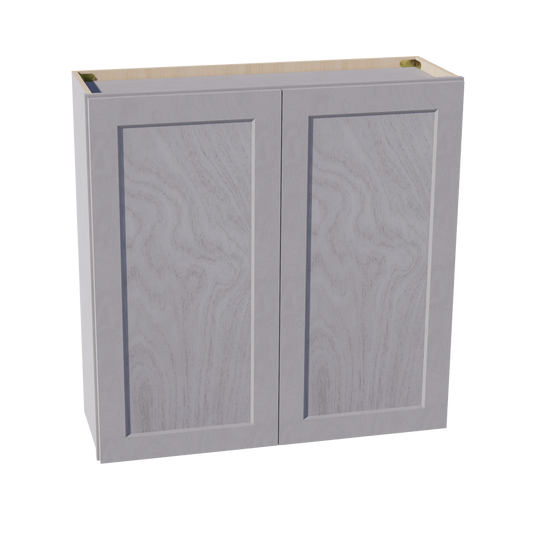 HLG-W3636: Light Gray Shaker 36"W x 36"H 2 Doors & 2 Shelves Standard Wall Cabinet