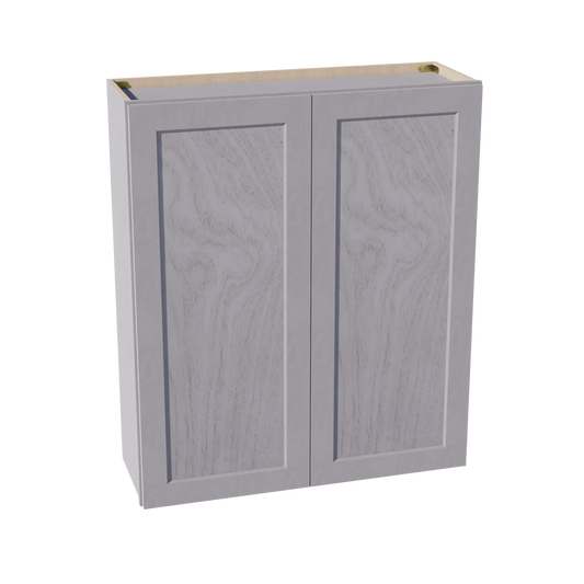 HLG-W3642: Light Gray Shaker 36"W x 42"H 2 Doors & 3 Shelves Standard Wall Cabinet